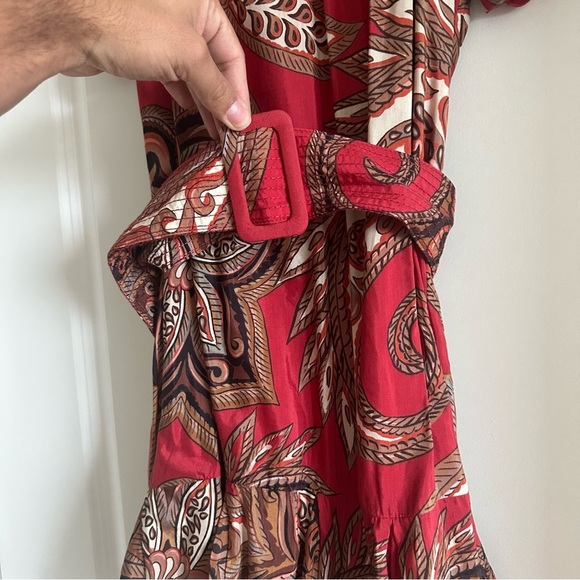 Farm Rio Leopard Paisley Burgundy Mini Dress - Picture 8 of 9